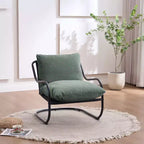 Sillón decorativo moderno y curvo FERPIT con tapicería de lino sintético, cómodo sillón con estructura de metal y cojines