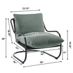 Sillón decorativo moderno y curvo FERPIT con tapicería de lino sintético, cómodo sillón con estructura de metal y cojines