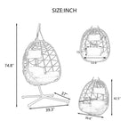 Sillón huevo con soporte Silla columpio para interiores y exteriores Sillón colgante de mimbre para patio Sillón colgante tipo canasta con soporte