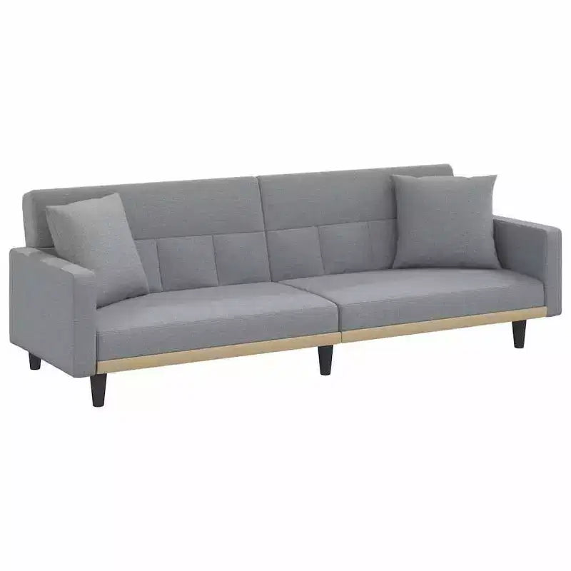 vidaXL Sofá cama biplaza Sofá cama convertible con cojines para estudio Tela - Gris claro