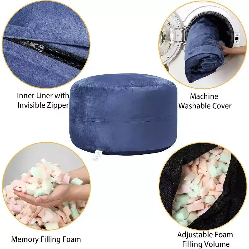 Puff de terciopelo de 1,20 m, redondo y relleno de espuma para adultos y adolescentes, asiento de felpa suave para sala de estar, dormitorio o zonas de descanso