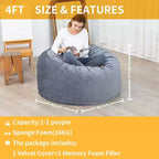 Puff de terciopelo de 1,20 m, redondo y relleno de espuma para adultos y adolescentes, asiento de felpa suave para sala de estar, dormitorio o zonas de descanso