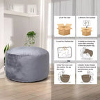 Puff de terciopelo de 1,20 m, redondo y relleno de espuma para adultos y adolescentes, asiento de felpa suave para sala de estar, dormitorio o zonas de descanso