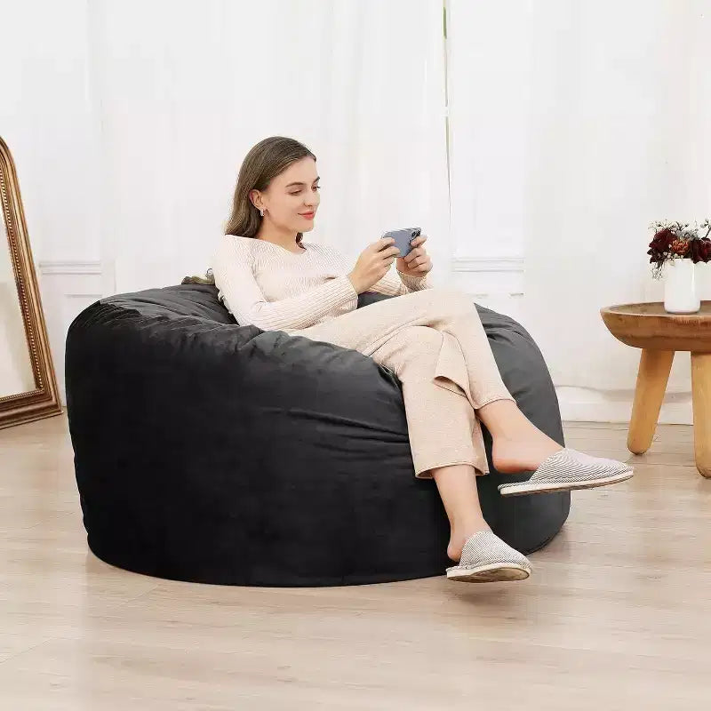 Puff de terciopelo de 1,20 m, redondo y relleno de espuma para adultos y adolescentes, asiento de felpa suave para sala de estar, dormitorio o zonas de descanso