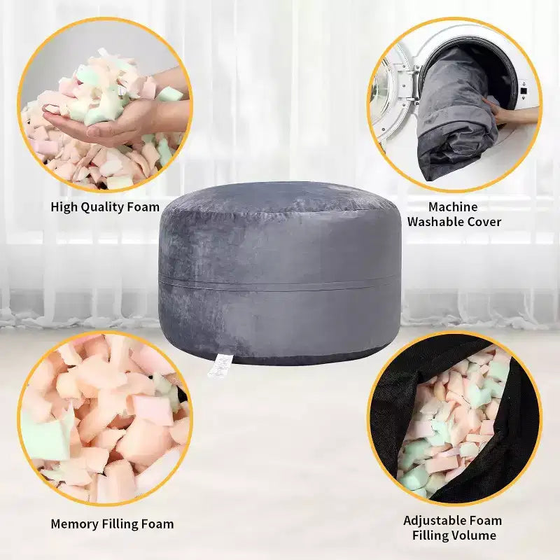 Puff de terciopelo de 1,20 m, redondo y relleno de espuma para adultos y adolescentes, asiento de felpa suave para sala de estar, dormitorio o zonas de descanso