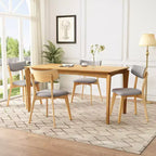 Christopher Knight Home Laila - Juego de comedor de 5 piezas de madera de caucho de estilo moderno de mediados de siglo con cojines