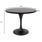 Juego de comedor de 5 piezas LeisureMod Verve con mesa de comedor redonda de 36 pulgadas con tapa de MDF negra y 4 sillas de comedor