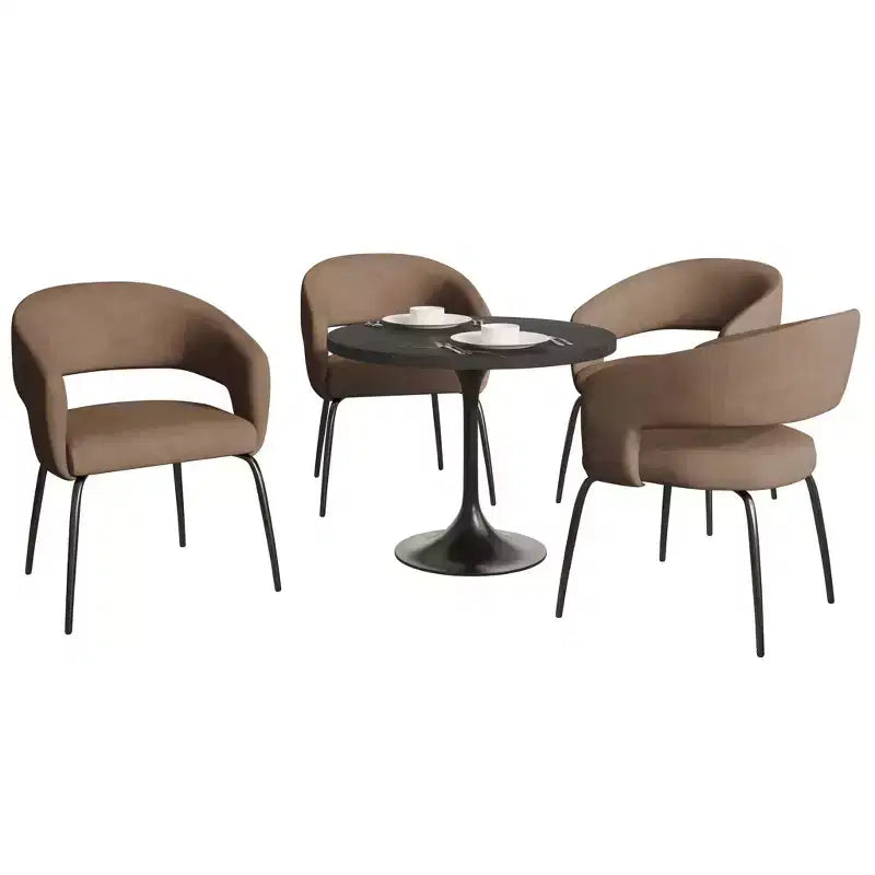Juego de comedor de 5 piezas LeisureMod Verve con mesa de comedor redonda de 36 pulgadas con tapa de MDF negra y 4 sillas de comedor