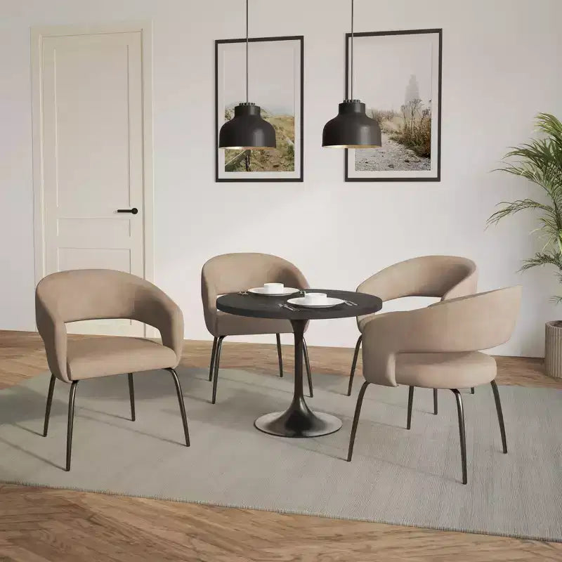 Juego de comedor de 5 piezas LeisureMod Verve con mesa de comedor redonda de 36 pulgadas con tapa de MDF negra y 4 sillas de comedor