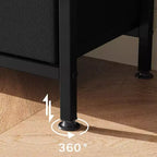Mueble de TV negro de 55 pulgadas con cajones grises, centro de entretenimiento estilo cómoda para almacenamiento en sala de estar y dormitorio