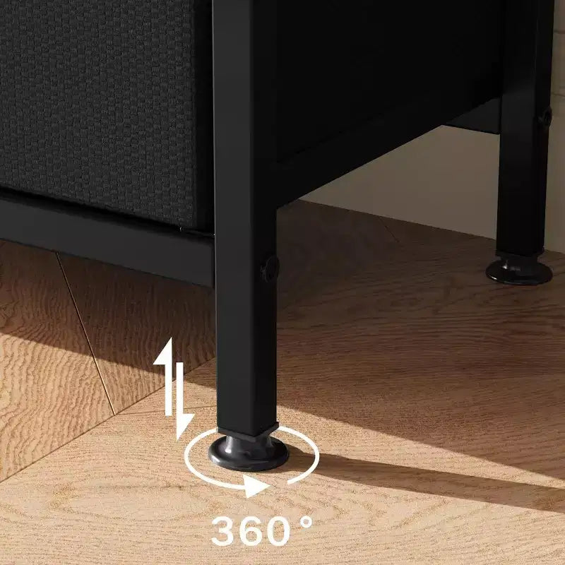 Mueble de TV negro de 55 pulgadas con cajones grises, centro de entretenimiento estilo cómoda para almacenamiento en sala de estar y dormitorio