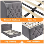 Acekool Base de Cama Tapizada en Terciopelo con 4 Cajones de Almacenamiento y Estación de Carga, Diseño con Botones Tapizados en Forma de Diamante