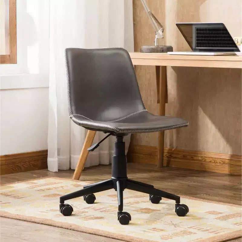 Silla de oficina Vatros de piel sintética, silla de oficina giratoria 360