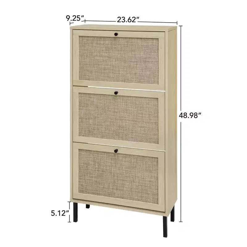 Vatros Rattan Zapatero de 3 Puertas Mueble Zapatero Moderno Independiente