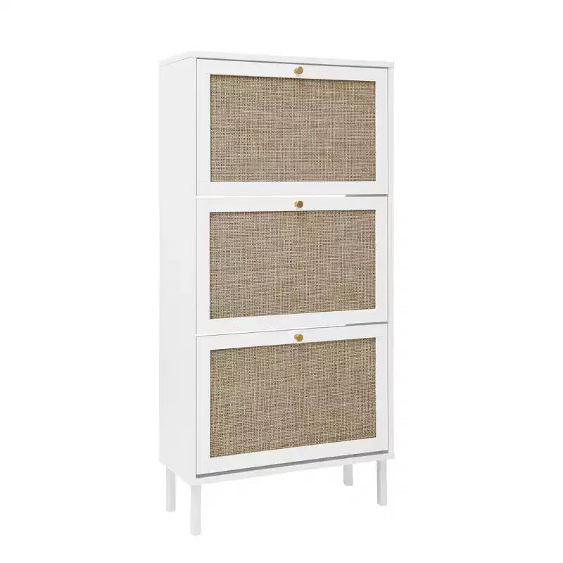 Vatros Rattan Zapatero de 3 Puertas Mueble Zapatero Moderno Independiente