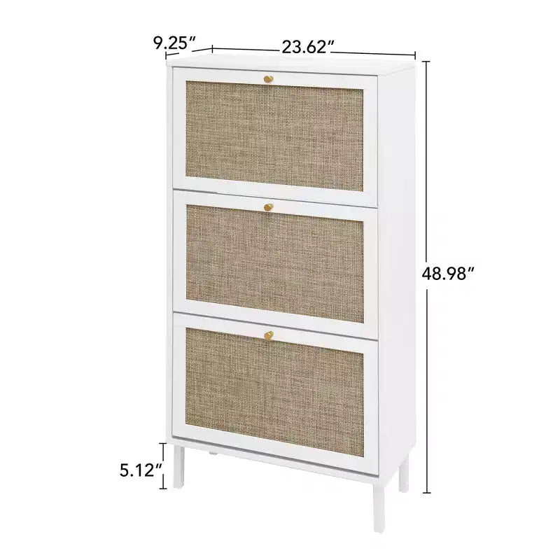 Vatros Rattan Zapatero de 3 Puertas Mueble Zapatero Moderno Independiente
