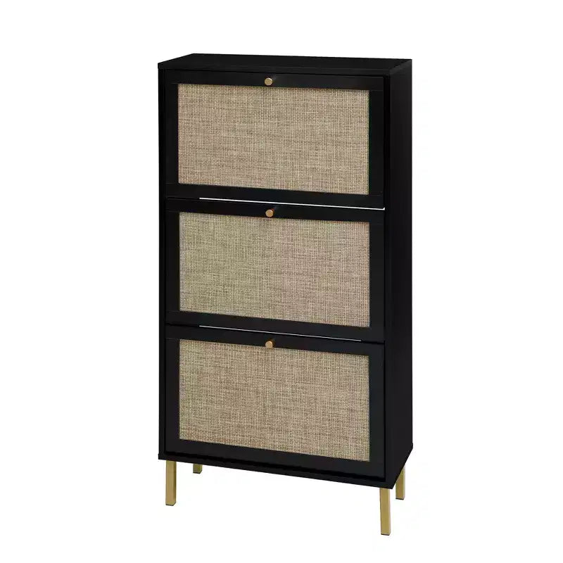 Vatros Rattan Zapatero de 3 Puertas Mueble Zapatero Moderno Independiente