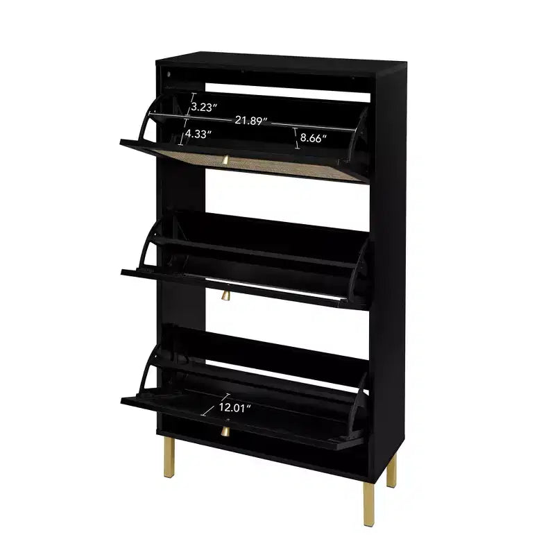 Vatros Rattan Zapatero de 3 Puertas Mueble Zapatero Moderno Independiente