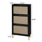 Vatros Rattan Zapatero de 3 Puertas Mueble Zapatero Moderno Independiente