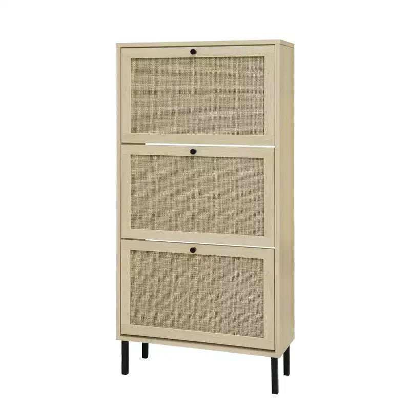 Vatros Rattan Zapatero de 3 Puertas Mueble Zapatero Moderno Independiente