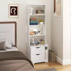 Mesitas de noche CLIHOME con estantería, cómoda con 2 cajones de almacenamiento para dormitorio