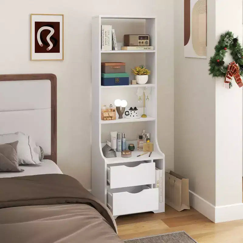 Mesitas de noche CLIHOME con estantería, cómoda con 2 cajones de almacenamiento para dormitorio