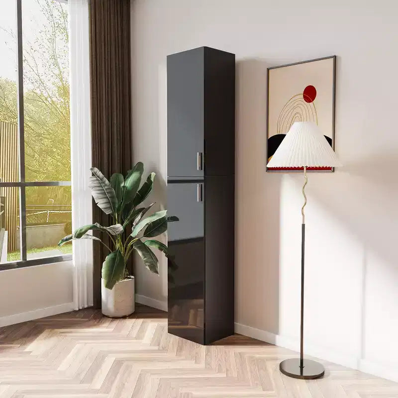 CLIHOME Gabinetes de almacenamiento decorativos independientes de 2 puertas con estantes ajustables