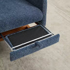 Okak Silla mecedora decorativa, silla de sala de estar con respaldo alto, sillón planeador con bolsillo lateral y reposapiés retráctil para dormitorio o guardería