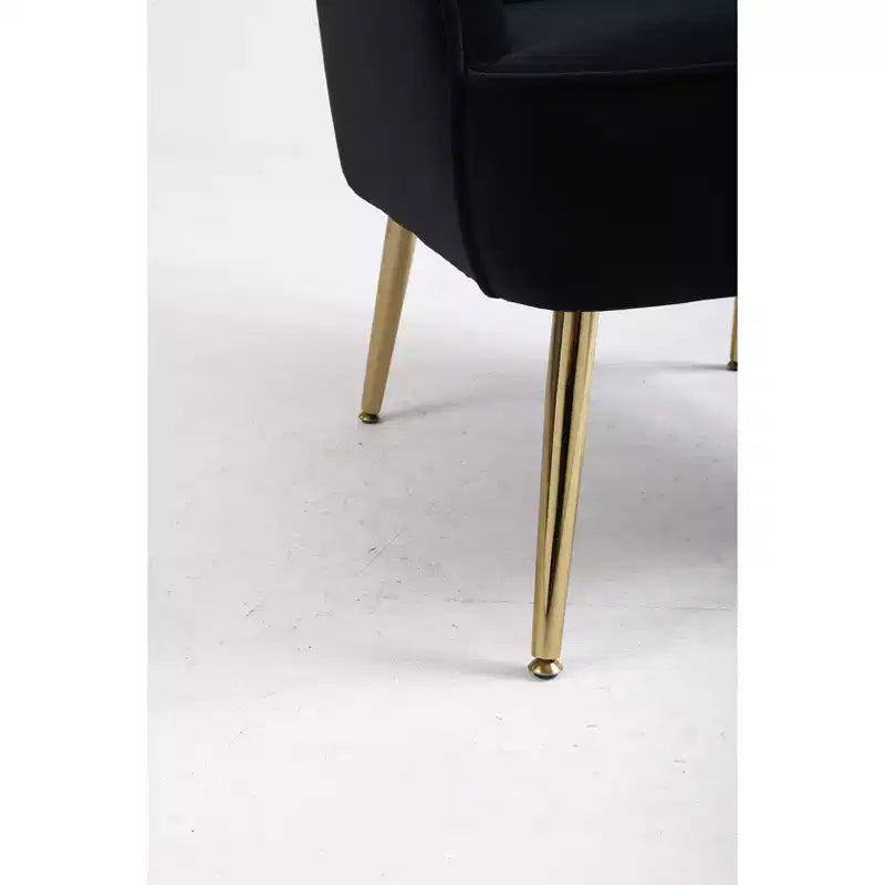 Sillón moderno de terciopelo Okak, silla de sala de estar con tapicería, sillón elegante de mediados de siglo con patas de madera dorada para sala de lectura o dormitorio