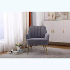 Sillón moderno de terciopelo Okak, silla de sala de estar con tapicería, sillón elegante de mediados de siglo con patas de madera dorada para sala de lectura o dormitorio