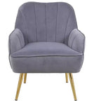 Sillón moderno de terciopelo Okak, silla de sala de estar con tapicería, sillón elegante de mediados de siglo con patas de madera dorada para sala de lectura o dormitorio