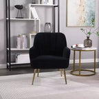 Sillón moderno de terciopelo Okak, silla de sala de estar con tapicería, sillón elegante de mediados de siglo con patas de madera dorada para sala de lectura o dormitorio