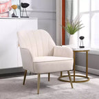 Sillón moderno de terciopelo Okak, silla de sala de estar con tapicería, sillón elegante de mediados de siglo con patas de madera dorada para sala de lectura o dormitorio