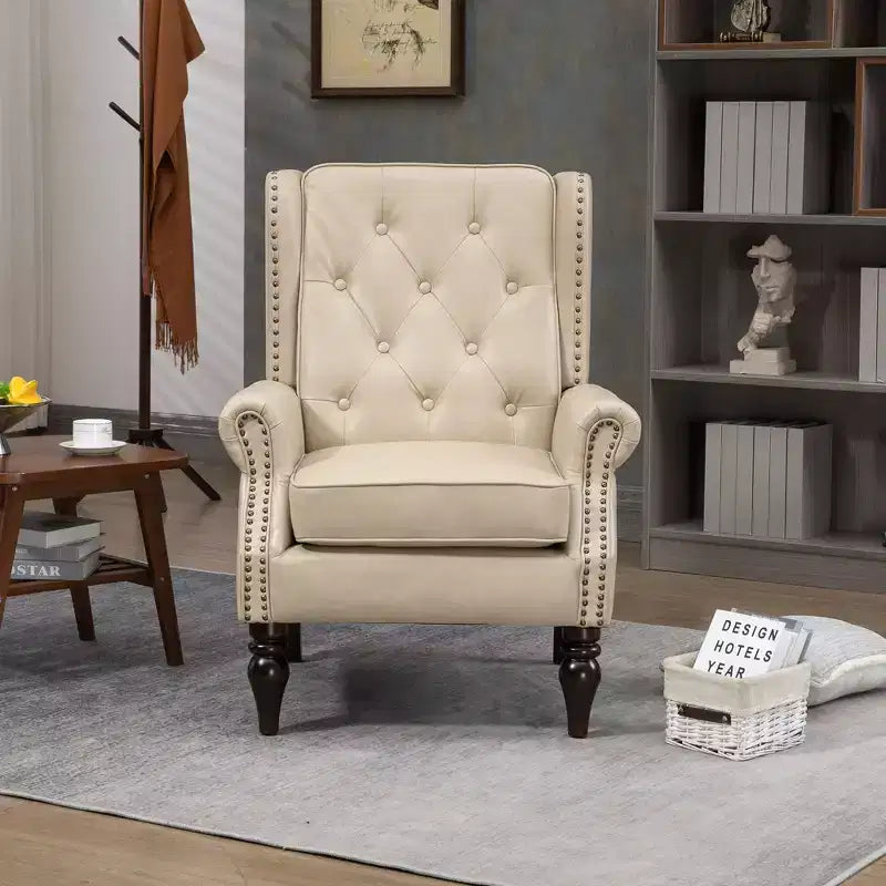 Sillones de Acento Okak para Dormitorio, Sillón Moderno con Estructura de Madera, Sillón Tapizado con Patas de Madera Resistentes para Sala de Estar