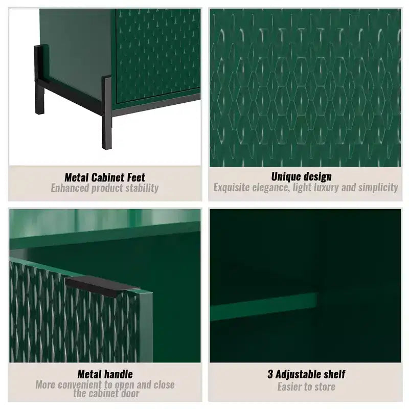 CLIHOME Gabinete de almacenamiento decorativo de madera con 2 puertas y 3 estantes ajustables de 31.5 pulgadas