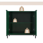 CLIHOME Gabinete de almacenamiento decorativo de madera con 2 puertas y 3 estantes ajustables de 31.5 pulgadas