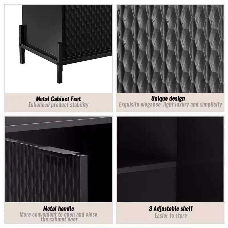 CLIHOME Gabinete de almacenamiento decorativo de madera con 2 puertas y 3 estantes ajustables de 31.5 pulgadas