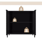 CLIHOME Gabinete de almacenamiento decorativo de madera con 2 puertas y 3 estantes ajustables de 31.5 pulgadas