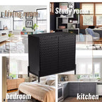 CLIHOME Gabinete de almacenamiento decorativo de madera con 2 puertas y 3 estantes ajustables de 31.5 pulgadas
