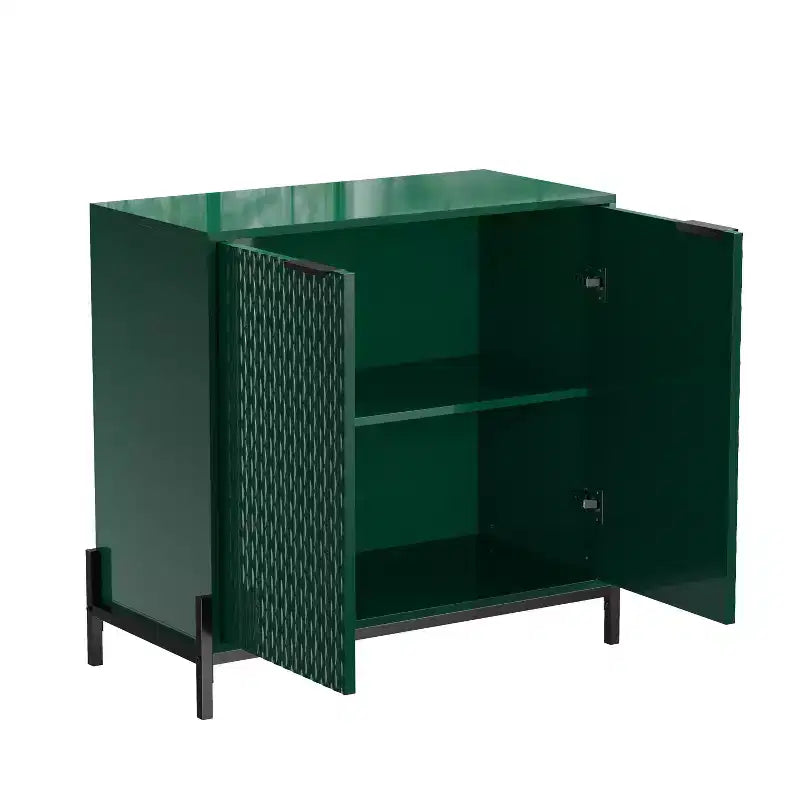 CLIHOME Gabinete de almacenamiento decorativo de madera con 2 puertas y 3 estantes ajustables de 31.5 pulgadas