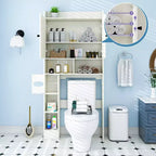 Dyonery Mueble de Almacenamiento sobre el Inodoro | Estante Organizador de Baño con Puertas Correderas, Soporte para Papel Higiénico