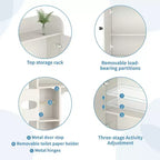 Dyonery Mueble de Almacenamiento sobre el Inodoro | Estante Organizador de Baño con Puertas Correderas, Soporte para Papel Higiénico