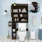 Dyonery Mueble de Almacenamiento sobre el Inodoro | Estante Organizador de Baño con Puertas Correderas, Soporte para Papel Higiénico