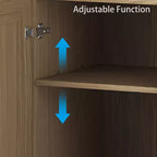 Armario aparador con vetas de madera de 31x31x16, organizador de almacenamiento con estantes ajustables y puertas de ratán para cocina, dormitorio, sala de estar/comedor