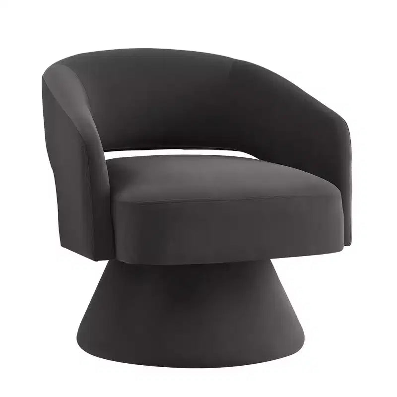Sillones giratorios modernos Okak para dormitorio, sillones redondos tapizados en terciopelo, sillón giratorio cómodo de 360 grados con respaldo abierto