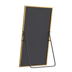 Espejo rectangular de cuerpo entero, espejo de suelo de 71x31 con soporte, espejo de cuerpo entero con marco de metal de aleación de aluminio negro para dormitorio, sala de estar, negro