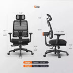 Silla ergonómica Newtral MagicH-BP con reposapiés - Silla de oficina en casa con soporte lumbar de seguimiento automático, reposabrazos 4D, profundidad y altura del asiento ajustables
