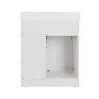 Bestier 30 Tocador de baño blanco estilo rústico con puertas correderas de granero, 2 cajones, tocador independiente con protección contra salpicaduras