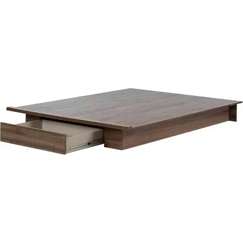 Estructura de cama HomeStock de 8.5 pulgadas de alto, ajustable (de matrimonial a queen size) marrón con almacenamiento, de aglomerado