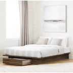 Estructura de cama HomeStock de 8.5 pulgadas de alto, ajustable (de matrimonial a queen size) marrón con almacenamiento, de aglomerado